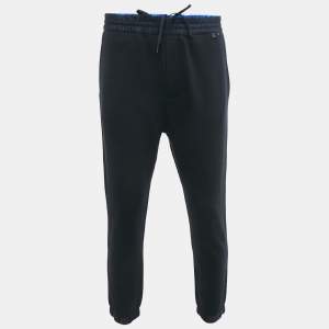 Prada Navy Blue Cotton Zip Detail Jogger Pants L