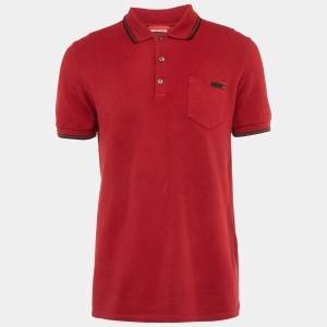 Prada Red Cotton Pique Polo T-Shirt L