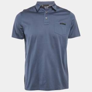 Prada Blue Cotton Jersey Polo T-Shirt M