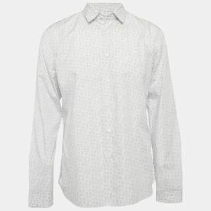 Prada White Printed Cotton Button Front Shirt XXL