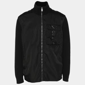 Prada Black Re-Nylon and Virgin Wool Zip Jacket XXL