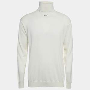 Prada Off-White Cashmere Turtle Neck Long Sleeve Sweater S