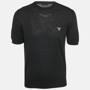 Prada Navy Blue Wool Crewneck T-Shirt L