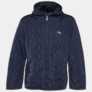 Prada Navy Blue Nylon Quilted Zip Up Jacket XL