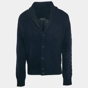 Prada Navy Blue Wool Knit Cardigan XL