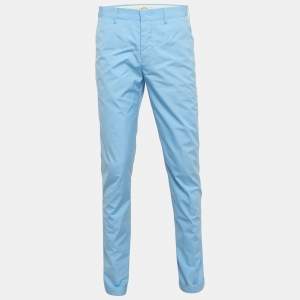 Prada Blue Cotton Regular Fit Trousers M