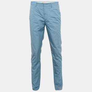 Prada Light Blue Cotton Regular Fit Trousers M