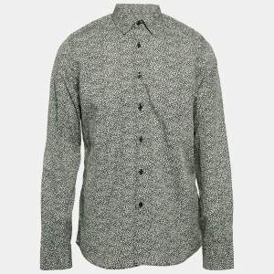 Prada White/Black Printed Cotton Long Sleeve Shirt XL
