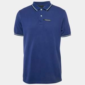 Prada Blue Cotton Knit Polo T-Shirt XL