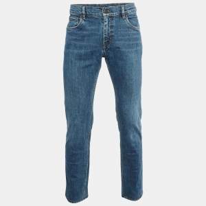 Prada Navy Blue Denim Straight Leg Jeans M Waist 34" 
