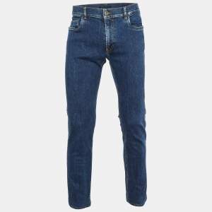 Prada Navy Blue Denim Tapered Leg Jeans L Waist 33" 