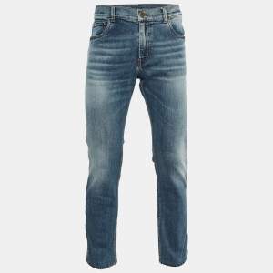 Prada Navy Blue Denim Tapered Leg Jeans L Waist 35" 
