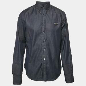 Prada Blue Denim Button Front Shirt XL 