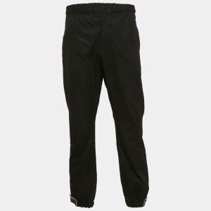 Prada Black Cotton Velcro Detail Jogger Pants L