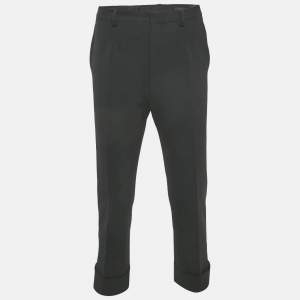 Prada Black Gabardine Straight Leg Trousers L