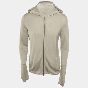 Prada Beige Wool Knit Zip-Up Hooded Jacket XL