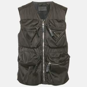 Prada Black Re-Nylon Tringale Logo Plaque Vest L