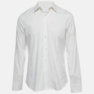 Pre Owned Prada White Cotton Long Sleeve Shirt L