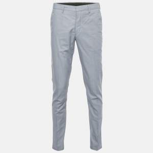 Prada Blue Patterned Cotton Trousers L