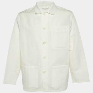 Pre Owned Prada White Linen and Cotton Button Front Oversized Shirt XL