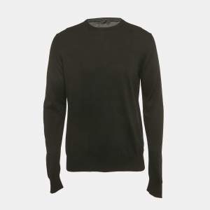 Pre Owned Prada Black Cotton Knit Crewneck Sweatshirt M