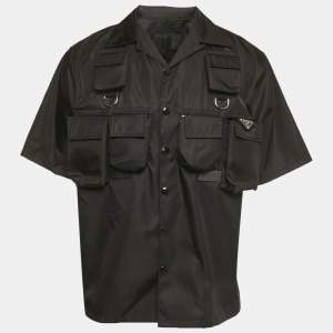 Pre Owned Prada Black Re-Nylon Pocket Detail Short Sleeve Shirt L