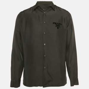 Pre Owned Prada Black Nylon Button Front Shirt M