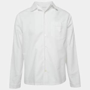 مملوكة مسبقًا قميص برادا قطن أبيض بأكمام طويلة مقاس كبير ( لارج )