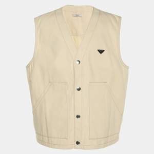 Pre Owned Prada Light Beige Denim Vest XXL