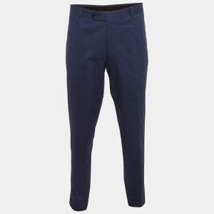Pre Owned Prada Blue Cotton Formal Trousers XXXL