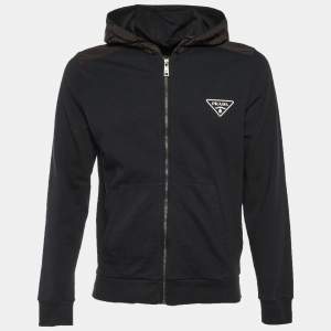 مملوكة مسبقًا Prada Black Cotton & Polyamide Zip Up Jacket M
