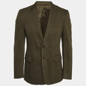 Pre Owned Prada Olive Green Gabardine Regular Fit Blazer L