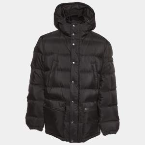 مملوكة مسبقًا Prada Black Recycled Synthetic Puffer Down Jacket XXL