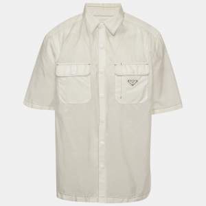 Pre Owned Prada White Re-Nylon Enamel Triangle Logo Shirt XXL