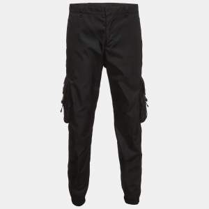 Pre Owned Prada Black Re-Nylon Triangle Logo Patch Jogger Pants M 