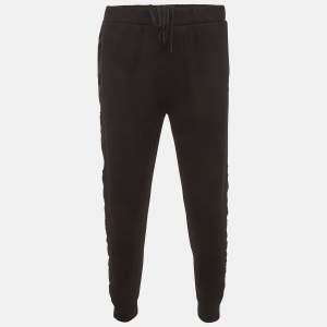 Pre Owned Prada Black Triangle Logo Jersey Re-Nylon Trim Sweatpants XXL