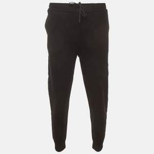 Pre Owned Prada Black Triangle Logo Jersey Re-Nylon Trim Sweatpants XXL