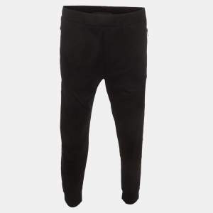 Pre Owned Prada Black Triangle Logo Detail Side Striped Cotton Track Pants XXXL