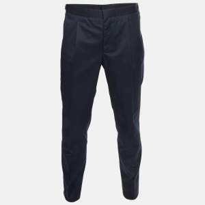 Pre Owned Prada Navy Blue Cotton Regular Fit Trousers XL 