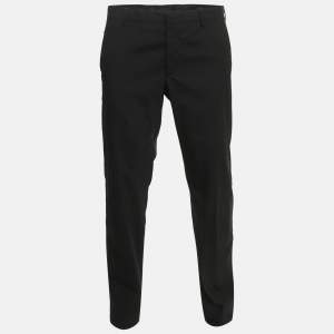 مملوكة مسبقًا Prada Black Wool Blend Straight Leg Trousers L