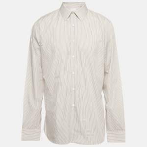 Pre Owned Prada Multicolor Stripe Cotton Button Down T-Shirt XXL
