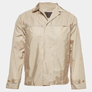Pre Owned Prada Vintage Beige Nylon Blend Zip-Up Jacket S