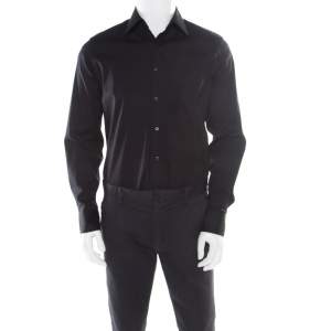 Prada Black Cotton Stretch Button Front Long Sleeve Shirt L