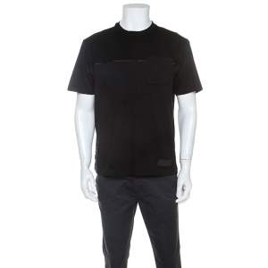 Prada Black Wool Yoke Detail T-Shirt L