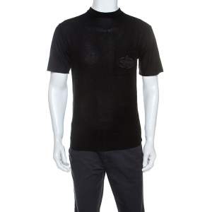 Prada Black Cotton Back Print Detail T-Shirt L