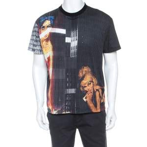 Prada Dark Grey Printed Cotton Crew Neck T-Shirt XL