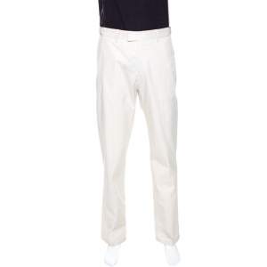 Prada Cream Cotton Straight Fit Trousers XL
