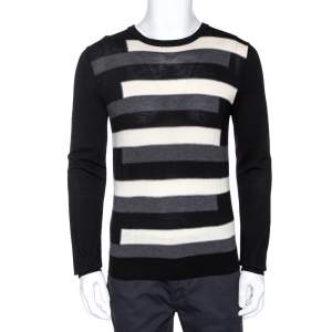 Prada Tricolor Striped Wool Crewneck Sweater L