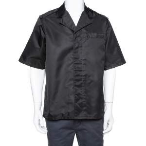 Prada Black Synthetic Safari Bowling Shirt XL