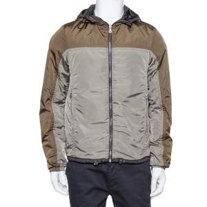 Prada Green / Black Synthetic Reversible Hooded Jacket M